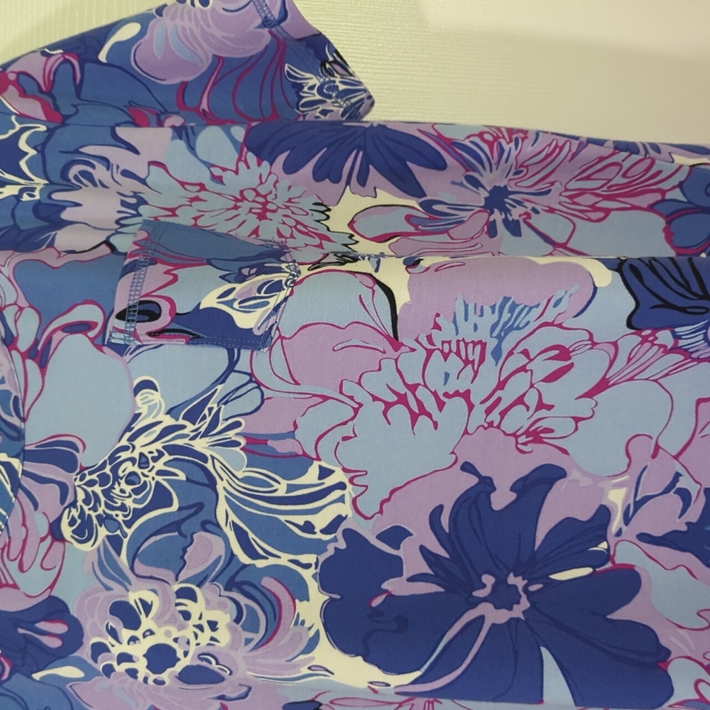 Like New Talbots Patch Pocket Lavender/Blue Floral T-shirt Dress Large Petite - Picture 3 of 7